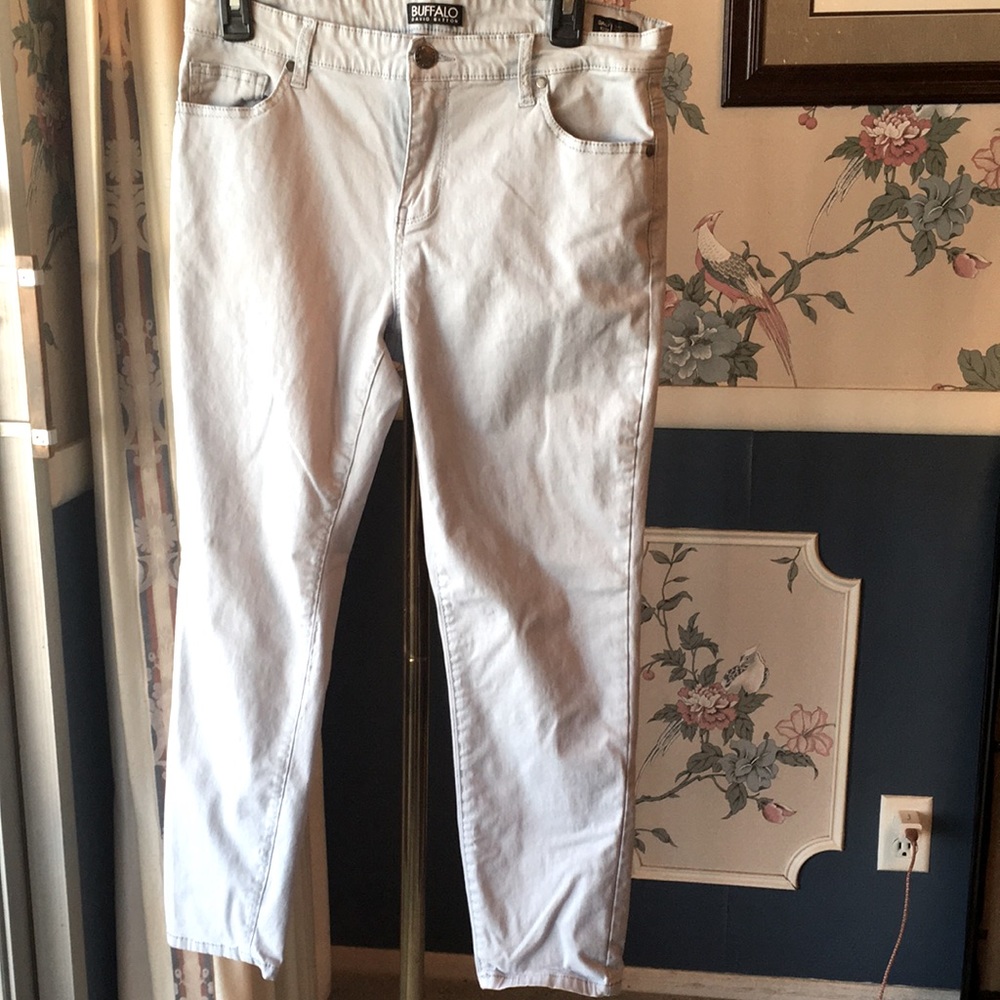 Buffalo David Bitton Light Gray Blue 12/32 Mid Rise Stretch Skinny Ankle Grazer